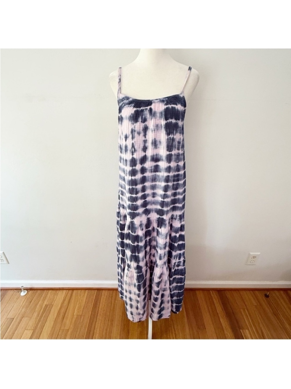Bb Dakota Tie Dye 100% Cotton Gauze Tiered Slip Maxi Dress XS Boho Beachy Hippie